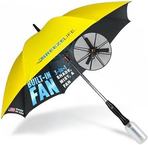 Breeze Life Original Mister Breeze, Sun Umbrella with Fan and Mister, Umbrella Mister with Built-in Fan, For Festivals, Beach and more. (Yellow)