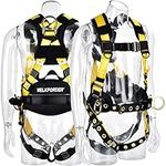 WELKFORDER 3D-Rings Industrial Fall Protection Safety Harness With Waist Tounge Buckle | Leg Tounge Buckles | Waist & Shoulder Pad Support CSA＆ANSI Compliant Full Body Personal Protection Equipment