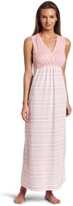 Nautica Sleepwear Women's Knit Stripe Maxi, Pink Peony, Medium