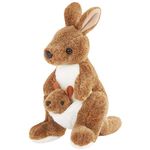 Mother's Day Stuffed Animals Kangaroo Cute Plush Toys Special Day for Kids Preschool Birthday Gifts for Kids, Brown, 10.5’’