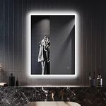 ELEGANT Backlit Illuminated Bathroom Mirror with Shaver Socket, 500x700mm Wall Mounted Bathroom Vanity Mirror with LED Lights and Demister Pad, Horizontal/Vertical LED Smart Mirrors