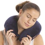 GOODS+GADGETS Smoothy Travel Neck Pillow with Micro Beads - Neck Cushion with Fleece Cover (Blue)