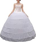 BBSET MISSVEIL Women Crinoline Petticoat Hoop Skirt Slips Long Underskirt for Wedding Dress Ball Gown - White - One Size