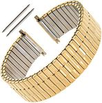 Gilden Gents Expansion Extra Long 20-24mm Wide Stainless Steel Watch Band 552W, Gold, 7 1/2 inches long, Modern