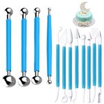 12pcs Cake Decorating Tools, Various Sizes Cake Modeling Tools, Fondant Tools Baking Tools Fondant Cake Decorating Clay Flower Sugarcraft Ball Model DIY Tool (Blue)