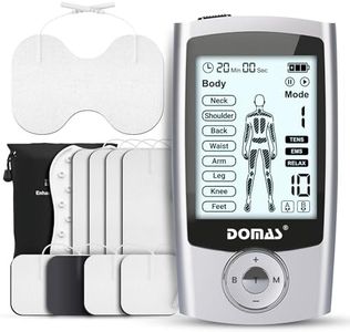 DOMAS TENS Unit for Neck, Back, Shoulders & Legs Pain Relief – Dual Channel, 24 Modes, Rechargeable Electric Shock Therapy for Muscle Relief