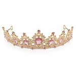 hengkaixuan Borealis Aurora Stone Crown Pink Rhinestone Tiara Bridal Wedding Gold Crystal Tiara Women Crown