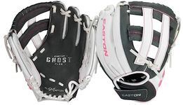 EASTON Ghost Flex Youth Softball/Tee Ball Glove, 10", RHT, Grey/White/Pink, Arched, H Web, GFY10PK