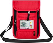 HOTEMIA Neck Wallet for Travel,Passport Holder Neck Pouch for Men Women with Adjustable Neck Strap and RFID Blocking (Red)