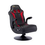 X-Rocker 5125401 2.1 Wireless Bluetooth Audi Pedestal Video Gaming Chair, Black/Red