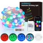 Color Changing Globe String Lights,16.4Ft 50 LED Waterproof Colorful Ball Fairy Lights with IR Remote & APP, USB Music Sync Twinkle Ball Lights for Outdoor Indoor Garden Camping Balcony Birthday Party