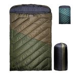 TETON Mammoth Double Sleeping Bag - 20 Degree, Warm for Family Camping, Hunting & Base Camp. Compression Sack Included