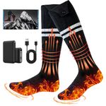 Heated Socks for Men Women with Rechargeable 5000mAh Battery, Last 8 Hours, Electric Heated Socks with 4 Adjustable Temperature Settings,Ideal for Skiing, Camping, Hiking