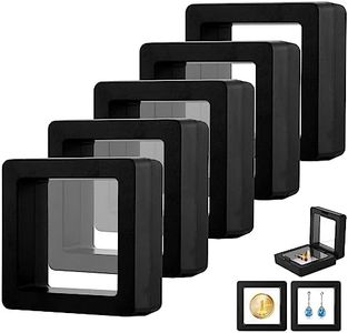 Lot de 5 présentoirs flottants 3D noirs pour pièces de défi, médaillons AA, bijoux, spécimen (5 x 5 cm)