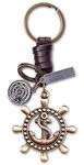 AuPra Anchor KeyRing Gift Ideas Sailor Leather KeyChains Addition Surprise Keys Present (Anchor)