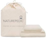 Naturepedic Organic Luxury Queen Sheet Set - 4 Piece Soft Sheets for Queen Size Bed - Comfy Breathable & Fitted Bed Sheet - 400 Thread Count Organic Cotton Sheet Set