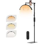 SMOCTAR Half Moon Lamp for Eyelash Extensions, 28'' Lash Light for Eyelash Tech, Foldable LED Floor Lamps with Phone Holder, Esthetician Light for Tattoo, Nails, Beauty, Skincare - Black