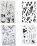 Welcome to Joyful Home 4pcs/Set Hummingbird Plant Leaves Wishing Bottle Flower Rubber Clear Stamp for Card Making Decoration and Scrapbooking