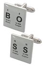 COLLAR AND CUFFS LONDON - Premium Cufflinks with Presentation Gift Box - BOSS - Solid Brass - Periodic Table Chemical Symbols - White and Black Colours