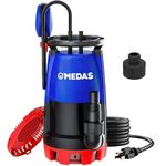 MEDAS 3/4 HP Submersible Water Pump, 3302GPH Thermoplastic 3-in-1 Sump Pump Basement Portable Electric Utility Water Pump Removal for Pool Draining Basement Hot Tubs Garden Pool Cover Pond