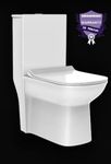 KrissKross Premium Rimless Floor Mounted One Piece Water Closet Ceramic Western Toilet/Commode With Soft Close Seat Cover For Lavatory, Toilets S-Trap Outlet Is From Floor (White)