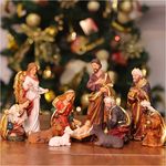 Zayton Nativity Set Christmas Indoor Figurines 11 pcs Nativity Scene Set 5.5“ Holy Family Miniatures Statue Crib Jesus Manger Ornament Church Xmas Gift Home Decoration