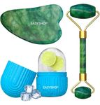 Guffi Jade Roller & Gua Sha Stone - Set Of 3 With Ice Roller For Face, Guasha Facial Tool & Gua Sha Stone For Face, Facial Ice Roller & Ice Massager For Face, Jade Roller For Face Massager