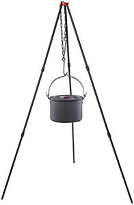 CALADNIS Tripod Camping Outdoor Cooking Campfire Picnic Pot Cast Grill Oven Black