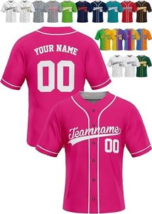 Personalized Baseball Jerseys - Custom Baseball Team Sport Uniforms for Men, Women, Girls, Boys - Customize Your Own Jerseys Pink/White