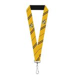 Buckle-Down Men's Lanyard-1.0"-Hufflepuff Crest/Stripe Yellow/Black Key Chain, Multi, One-Size