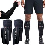 BDSHUNBF Football Shin Guards Shin Pads Football Shin Pads with High Elastic Sleeves Protective Equipment Shin Pads for Youth Adults Boys Girls Men (L)