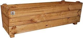 Heavy Duty Large Wooden Planter - Outdoor Wood Flower Container Rectangular DeepTrough Box - Timber Garden Plant Boxes