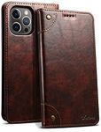 SINIANL Compatible with iPhone 13 Pro Max Leather Case, iPhone 13 Pro Max Wallet Folio Case with Magnetic Closure Kickstand Card Slots Flip Book Cover for iPhone 13 Pro Max 6.7 inch 2021 Brown