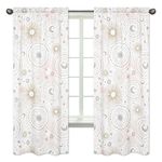 Sweet Jojo Designs 2-Piece Blush Pink, Gold, Grey and White Star and Moon Window Treatment Panels Curtains for Celestial Collection by