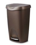 Umbra Brim 13 Gallon Trash Can with Lid - Large Durable Kitchen Garbage Can with Stainless Steel Foot Pedal, Bronze