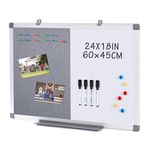 MAKELLO Notice Board Combination Felt & Magnetic Boards for Office Kitchen Bedroom, Aluminum Frame, 60X45CM