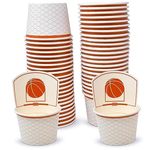 Gift Boutique 48 Count Basketball Hoop Treat Snack Cups 10oz Disposable Paper Cup Dessert Frozen Ice Cream Bowls for Sports Birthday Party Supplies