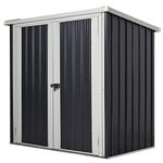 Outsunny 5' x 3' Metal Outdoor Storage Shed, Garden Bike Tool House with Lockable Double Doors and Sloped Roof for Backyard, Patio, Lawn, Black