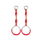 Shopster Kids Gymnastic Rings,Kids Playground Home Swing Sets - Fitness Indoor Outdoor Equipments (Red)