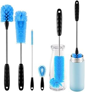 Arzhcyt 4 Pack Bottle Cleaning Brush Set,Multi-Function Long Handle Cleaner for Glasswares, Travel Mugs, Narrow Neck Cup,Straw Brush,Food Jars, Sinks, Cup Cover Supplies, Blue