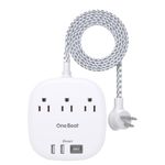 Cruise Essentials 2025,One Beat Travel Power Strip with 3 Outlets 4 USB Ports 3.1A,3ft Flat Plug Extension Cords Desktop Charging Station for Travel Home Office,Cruise Ship Essentials,ETL Listed