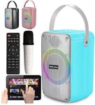 Vocal-Star "FUNK" Portable Karaoke Machine, Loud 60w Speaker with Light Effects, Wireless Microphone, Voice Changer and Sound Effects, Fun For Adults and Kids (Blue)