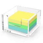 WORHE Sticky Note Holder Clear Acrylic Memo Holder 3.9” x 3.9” x 2.3” for Desk Organization Office Home, Post Pop Note Dispenser for Office Accessories(SNH01)