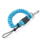 nitescuba Scuba Diving Spring Clip Lanyard, Thick Stainless Steel Spring Coiled Anti-Lost Lanyard with Quick Release Buckle for Underwater Cameras,Dive flash Lights (Blue)