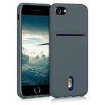 kwmobile Case Compatible with Apple iPhone SE (2022) / iPhone SE (2020) / iPhone 8 / iPhone 7 - Soft TPU Phone Cover with Card Holder and Silicone Finish - Olive Green