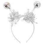 Headband, Silver Ball Hair Loop Glitter Ball Headband Double Mini Disco Balls Accessories Vintage Headband for Women Girls