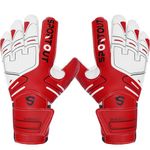 Sportout Youth&Adult Goalie Goalkeeper Gloves,Strong Grip for The Toughest Saves, with Finger Spines to Give Splendid Protection to Prevent Injuries,3 Colors (Red, 7)