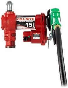 Fill-Rite FR1210HA1 12V 15 GPM Fuel Transfer Pump with Discharge Hose & Automatic Nozzle, Green - Gasoline, Diesel, Kerosene, Ethanol & Methanol Blends & Biodiesel