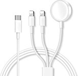 3 in 1 Charging Cable USB C, iWatch and iPhone Charger, Phone and Watch Charge Cord Compatible with Apple Watch Series 10 9 8-1 Ultra 2/1 SE 2/1, iPhone 14/13/12/11/Pro/Max/XS/X/Airpods/iPad, 4ft/1.3M