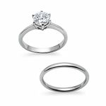 Silverline Jewelry Stainless Steel 2mm Wedding Band & Solitaire Cubic Zirconia Engagement Ring Set, Silver Tone Size 6